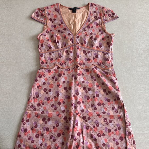 Vintage Y2K Marc Jacobs Floral Contract Trim Cap Sleeve Dress ASO Lizzie McGuire - Picture 4 of 8